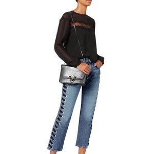 Intermix— Black Ivy Lace Inset Top